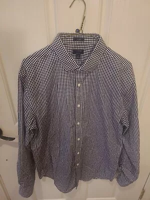 J Crew Button Up Shirt Mens Large Blue Gingham Checkered Slim Fit Preppy • $0.99