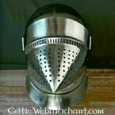 Medieval Steel Bascinet Pig Face Helmet With Leather Liner 18GA Helmet On Sale • £126.91