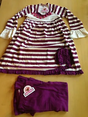 £39.98 • Buy NWT Jelly The Pug Dress Pants Combo Size 8, Purple White Stripes Bow, 9061