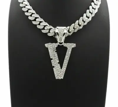 925 Sterling Silver Plated 2 Ct Genuine Moissanite V Charm Chain Necklace • $157.50