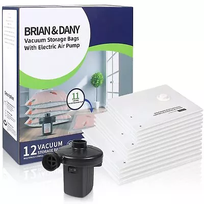 BRIAN & DANY Vacuum Storage Bags With Electric Pump Vaccum Sealed Space Save... • $50.38