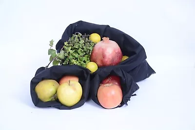 10 X12  Cotton Single Drawstring Muslin Bags (Black Color) • $34.99