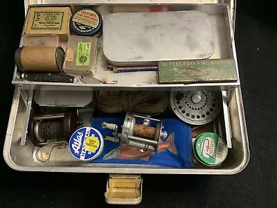 Vintage 1950 All Aluminum UMCO #131AS  Tackle Box W/ Tackle-3 Reels LOADED!! • $59.99