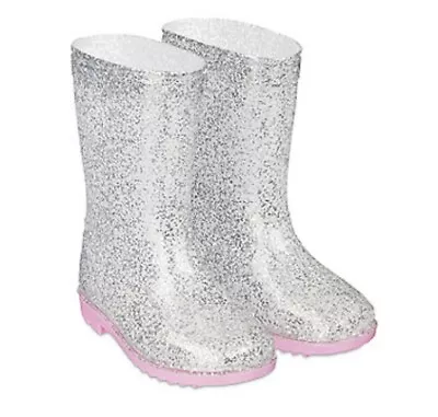  MOTHERCARE Girls Wellies Baby Pink Sparkly Rubber Wellington Boots Waterproof • £8.95