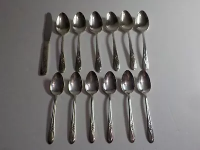 LOT Of 13 Vintage H & T Mfg Co Silver Plate Flatware Meadow Flower 1940 • $19.99