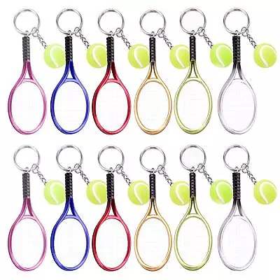12 Pieces Tennis Racket Keychains Tennis Key Ring Keychain Alloy Tennis Ball ... • $25.66