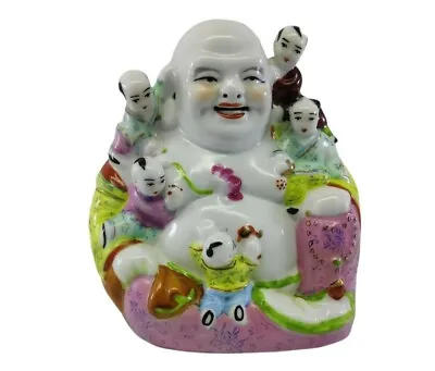 Vintage Porcelain Happy Laughing  Buddha With 5  Children • £237.51