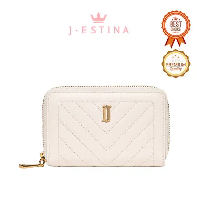 J.ESTINA JOELLE QUILTING Zipper Card Wallet WH JSNCSF1BS333WH010 Women's Wallet • $132