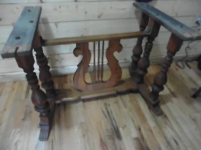 Antique Early 1900's Music Lover Cave Fabulous Wood Oak Table Handmade Harp  • $251.62