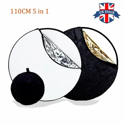 UK 110cm 5 In1 Studio Ligh Diffuser Light Mulit Collapsible Disc Reflector • £12.99