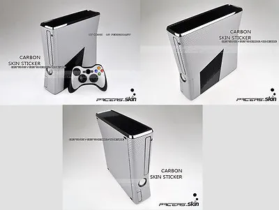 $9.99 • Buy Silver Carbon Fiber Decal Skin Sticker For Xbox360 Slim And 2 Controller Skins