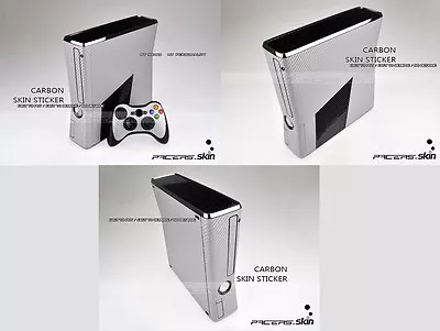 Silver Carbon Fiber Decal Skin Sticker For Xbox360 Slim And 2 Controller Skins • $9.99