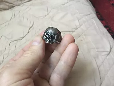 Authentic Memento Mori Skull Ring Sterling Silver Sapphire Eyes Sz 10 • $345