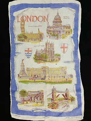 Vintage Ulster Souvenir Irish Linen Tea Towel London Landmarks  • $11.99