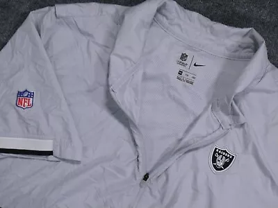 Oakland Raiders Jacket Men 2XL Nike Gray Black Lightweight Coat Football OnField • $39.95