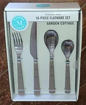 Martha Stewart 16pc Stainless Steel Flatware -Taupe Garden Cottage- #129077.16 • $35.99