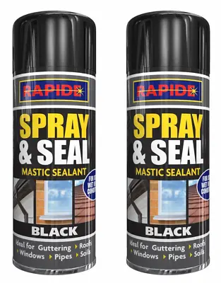 £7.29 • Buy 2 X Spray And Seal Black Mastic Sealant Spray Roof Pipe Gutter Window 300ml