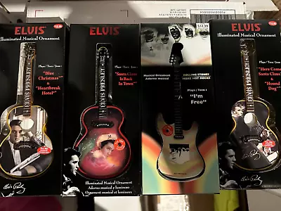 Illuminated Elvis Presley Guitar And Record Player Musical Ornament LOT Of 8 NIB • $125