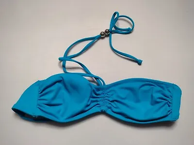 H&M Women's Bikini Top 6 Blue Halter Wireless Swimsuit Swimwear Swim A7 • $9.97