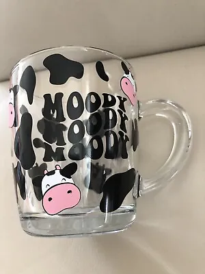 MOODY COW Mug Glass Cow Theme Christmas Birthday Gift Friends Gift • £6.99