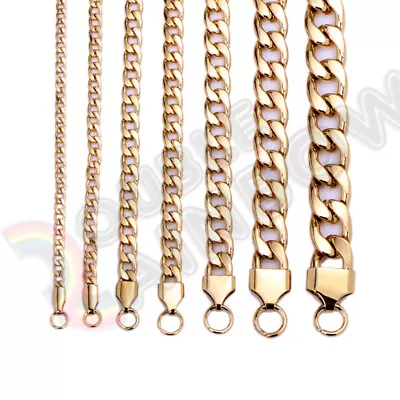 Men Women's Stainless Steel Necklace Gold Plated Cuban 3-12mm Chain 18-36  • $9.73