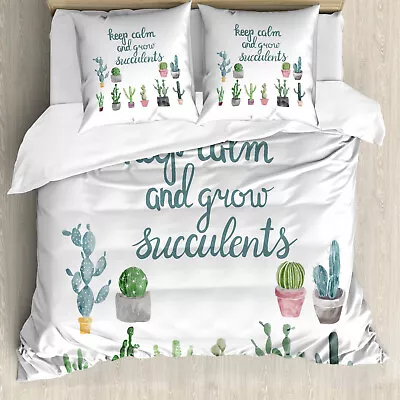 Keep Calm Duvet Cover Grow Succulents Plant Pot • £32.99