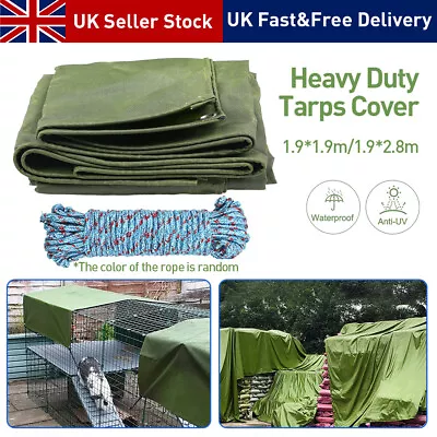 Green Canvas Heavy Duty Cotton Tarpaulin Cover Boat Log Store Roofing Sheet UK • £17.59