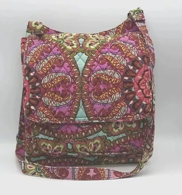 Vera Bradley RESORT MEDALLION Mailbag Crossbody Shoulder Bag Purse Burgundy • $26.99