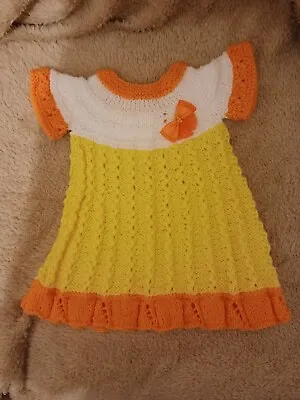 Girls Hand Knitted Dress 3-6 Months • £12