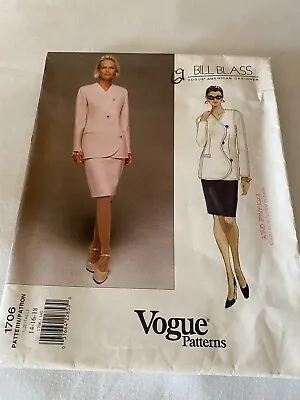 Vintage Sewing Pattern Vogue American Designer Bill Blass Jacket And Skirt Un • $8