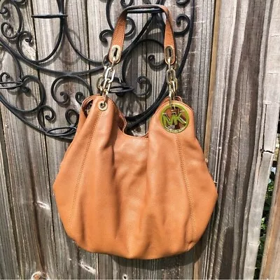 Michael Kors Fulton Chain Tan Pebbled Leather Tote Purse • $68