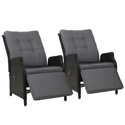 $420.99 • Buy Gardeon Set Of 2 Recliner Chairs Sun Lounge Outdoor Furniture Setting Patio W...