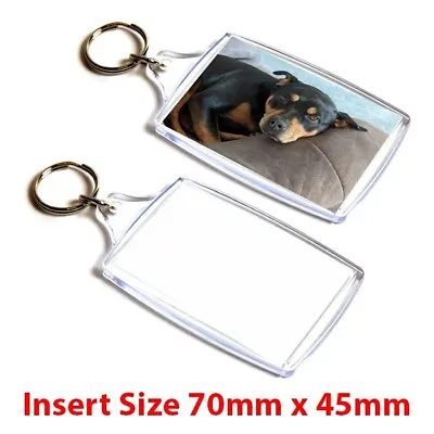 Blank Acrylic Keyring - DIY Gifts - Clear Key Fob Jumbo Insert Size 70mm X 45mm • £2.49