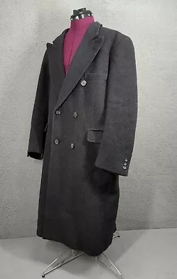 Egon Von Furstenberg Cashmere Double Breasted Coat Men's 46 XL Dark Gray • $75