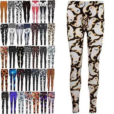 £11.49 • Buy Ladies Womens Full Ankle Length Halloween Pumpkin Skull Ladies Spooky Leggings