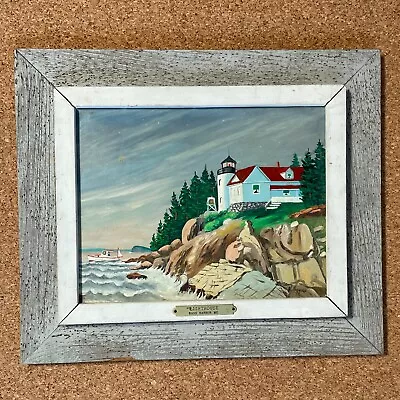 Howe Dwain Higgins 1894-1974 Bass Harbor Maine Lighthouse Oil Painting Seascape • $300