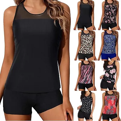 Two Control Suit Tummy Tankini Swimsuit Bathing Top With Shorts Piece Women • $30.05