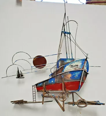 Curtis C. Jere Vintage Metal Sculpture -Signed 1986 Boat - Maria • $750