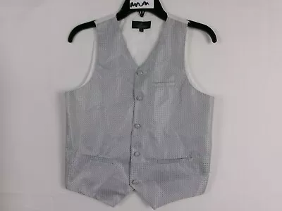 Vittorino 4- Button Sleeveless Suit Vest      SIZE: M    LIGHT GRAY/WHITE DESIGN • $5.37