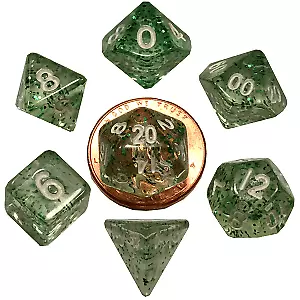 MET4205 - Metallic Dice Company: Ethereal Green 10mm Mini Polyhedral Dice Set • $9.64