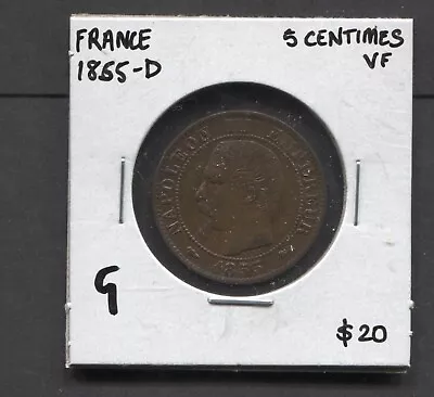 1855(D)-France-5 Centimes • $4.99