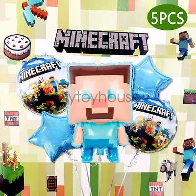 $8.90 • Buy 5x MINECRAFT Gaming FOIL BALLOONS Birthday Large Set Decoration Helium Party