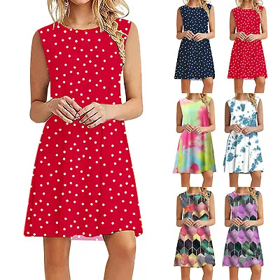 $24.31 • Buy Women Beach Floral Tshirt Sundress Sleeveless Sun Dresses Women Summer Maxi