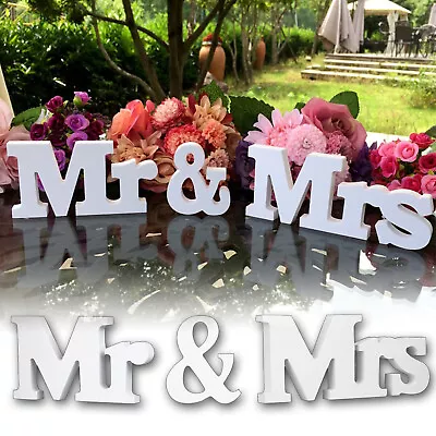 White Mr And Mrs Letters Sign Wooden Standing Top Table Wedding Party Decoration • $9.48