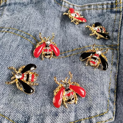 Wedding Animal Ladybug Crystal Pearl Brooch Alloy Pin Women Jewelry Accessories • £2.16