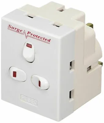 £7.95 • Buy 3 Way Triple Surge Protected Socket Mains Switched Adapter 13A Plug Adaptor 3Way