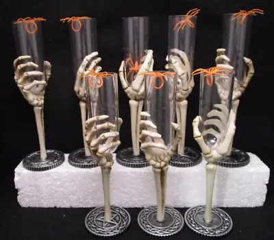 10  Plastic Skeleton Hand Champagne Easter Unlimited 8 Glasses Spiders Halloween • $32