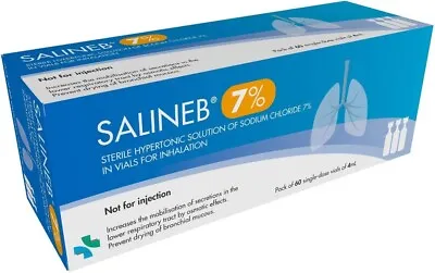 Salineb 7% Sterile Hypertonic Saline Solution Vials For Inhalation 60 X 4ml • £24.99