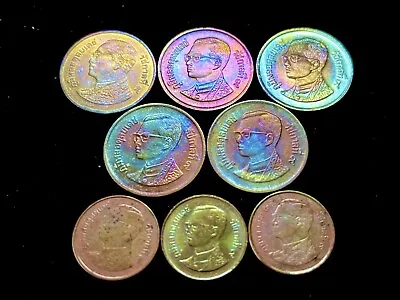 Lot Of 8 Thailand 🇹🇭 Coins MONSTER RAINBOW 🌈 TONED! Spend $20=free 🎁 (#391) • $15.99
