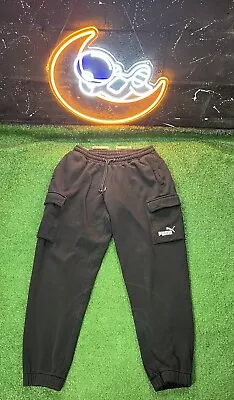 Puma Jogger Pants Mens Size Large Black Tapered Cargo Gym Sweatpants • $18.75